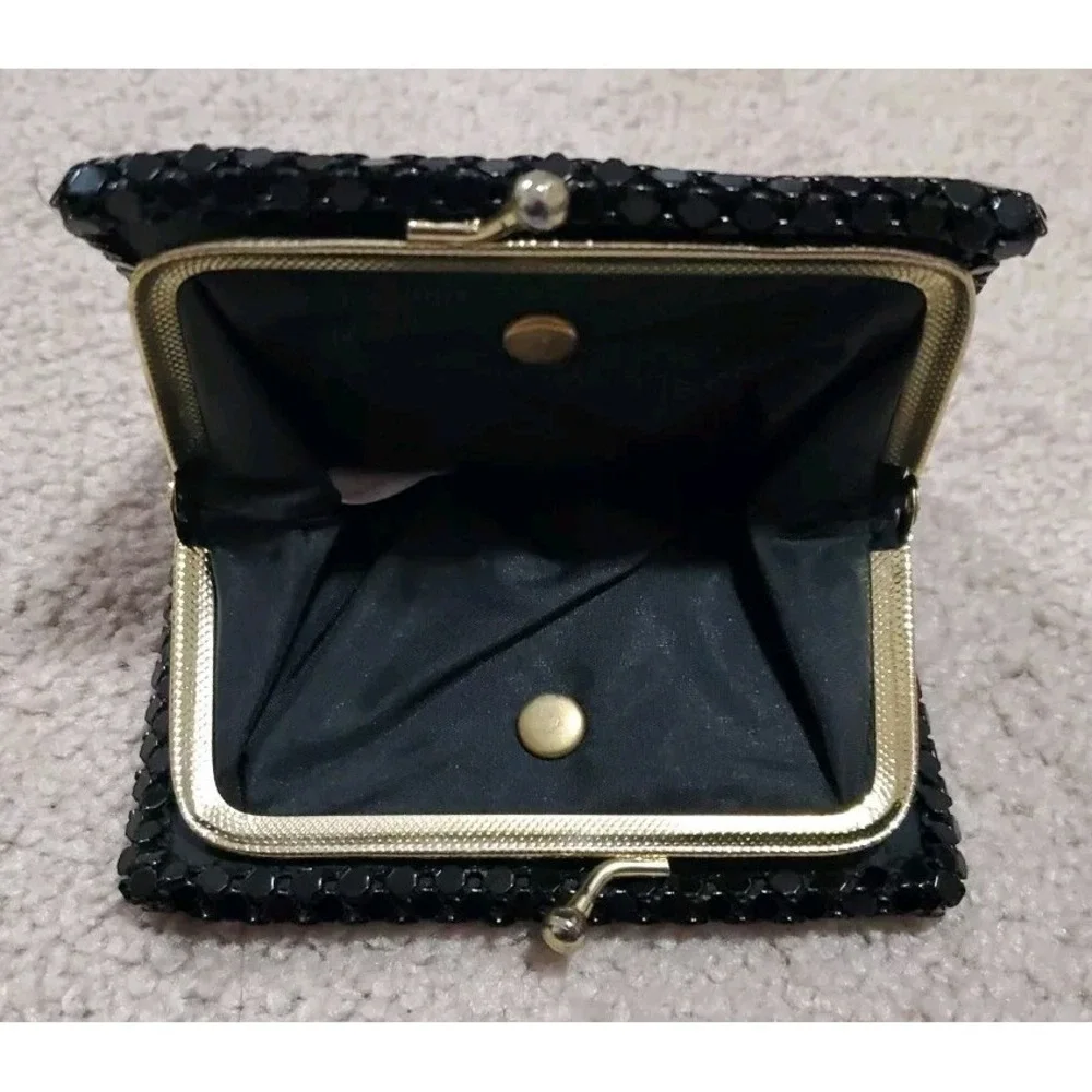 Vintage Black Aluminum Mesh Evening Bag Crossbody Clutch Purse Wallet/Coin Purse